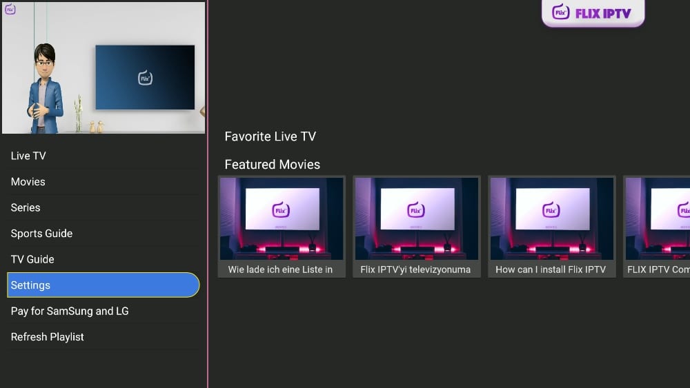 select flix settings